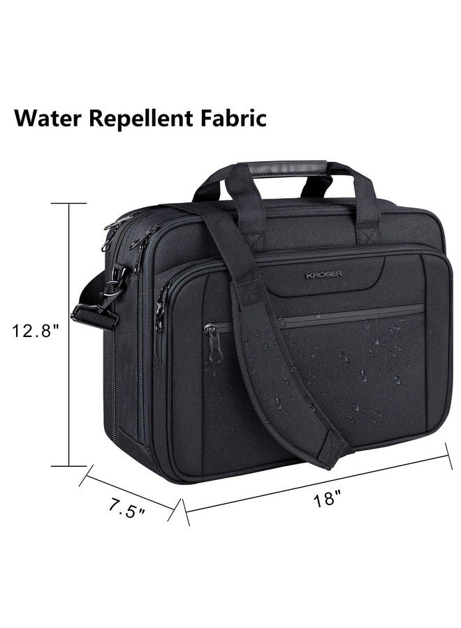 KROSER KROSER Laptop Bag Expandable Laptop Briefcase Fits Up to 17.3 Inch Laptop Water-Repellent Shoulder Messenger Bag Computer Bag for Travel/Business/Men/Women-Black  - Image 2