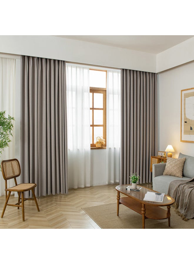 Mingju Fabric, Blackout Simple Ready-made Curtains, Coconut Gray, 2.5 Meters Wide * 2.4 Meters High, 1 Piece - Image 1