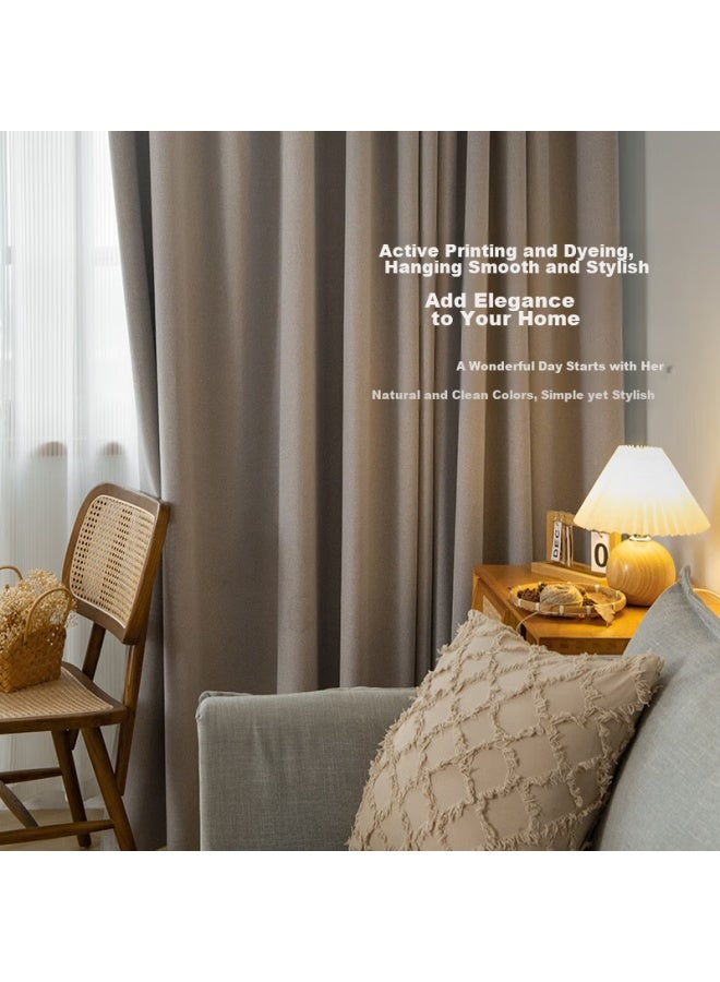 Mingju Fabric, Blackout Simple Ready-made Curtains, Coconut Gray, 2.5 Meters Wide * 2.4 Meters High, 1 Piece - Image 2