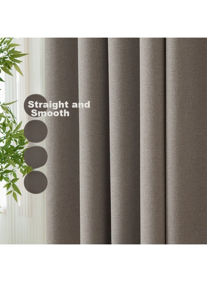 Mingju Fabric, Blackout Simple Ready-made Curtains, Coconut Gray, 2.5 Meters Wide * 2.4 Meters High, 1 Piece - Image 3