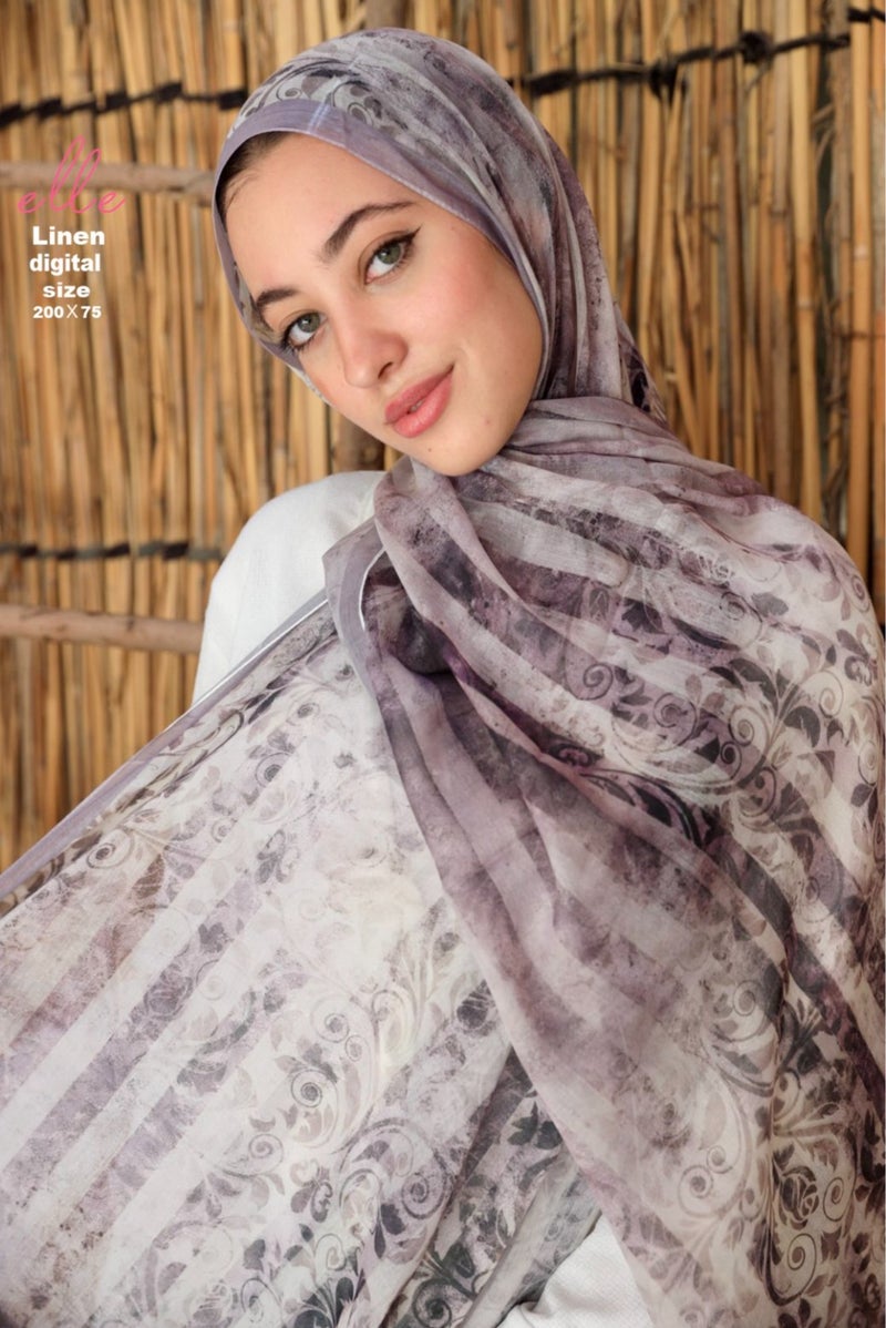 Luxury Linen Islamic Hijab Scarf for Women– Elegant Design for Daily Wear & Special Occasions – Size 200 × 75 cm