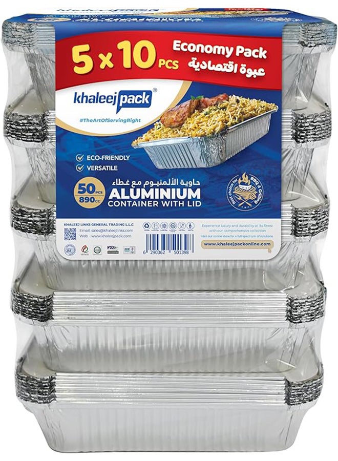 Khaleej Pack Aluminium container 890ml  Pack of 50 Pcs -Special Offer Combo Pack - 8389 - Image 1