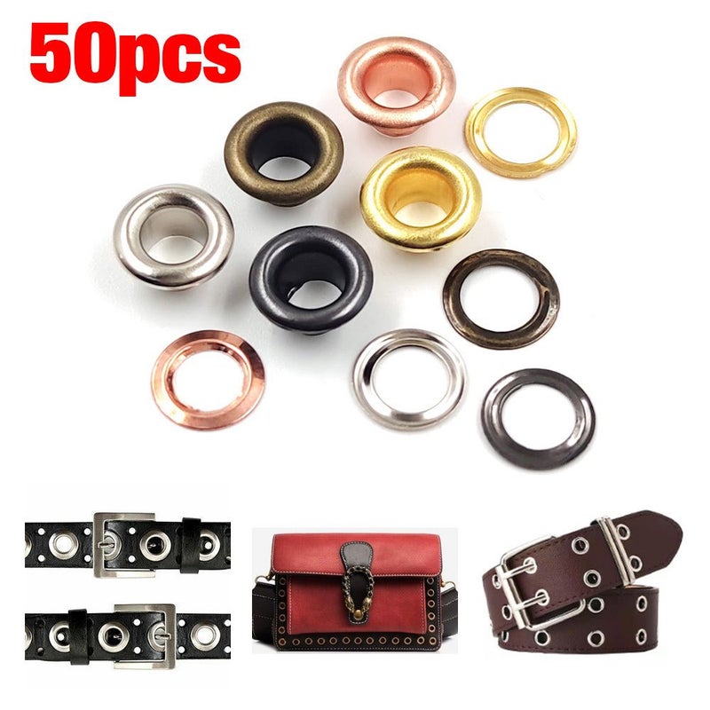 50 Pcs 6mm Rose Golden Metal Grommet Eyelets Hole Rings for DIY Leathercrafts Belt Repair Shoes Boots Clothing Hats Projects - Image 1