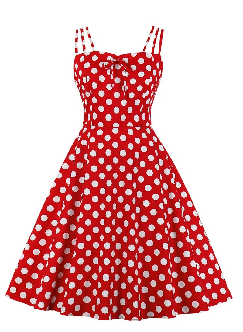 NIBEMINENT Summer wave dot halter slim dress - Image 1