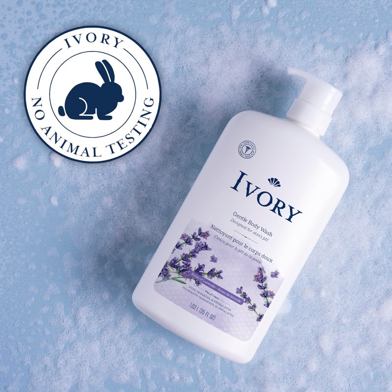 Ivory Body Wash, Designed for the Whole Family, Gentle Formula, Free of Dyes Heavy Perfumes Parabens Phthalates & Silicones, Lavender Scent, 35 oz - Image 5