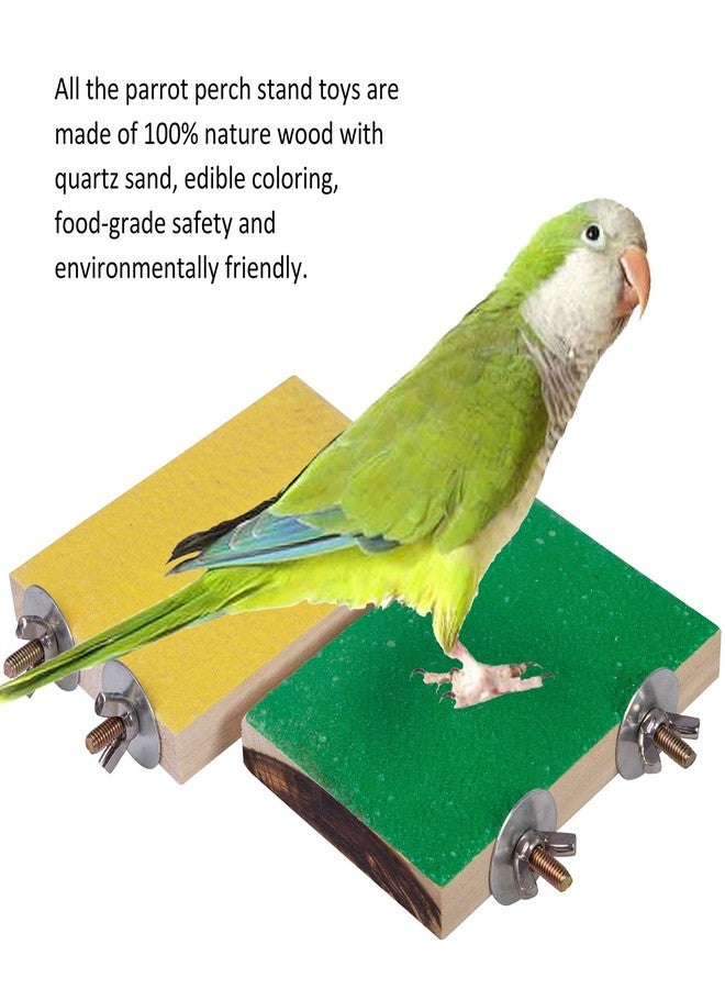 CHIOSHIO 4 PCS Bird Perch Stand Toy, Wood Parrot Perch Stand Platform Paw Grinding Stick, Cage Accessories Exercise Toys Budgies Parakeet Cockatiel Conure Hamster Gerbil Rat Mouse - Image 4