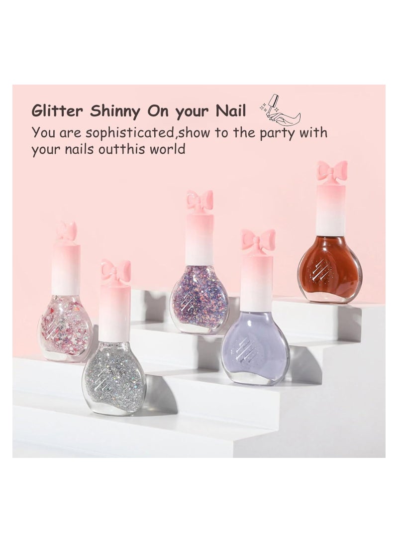Excefore Glitter Nail Polish Set, 4Pcs Sliver Pink Purple Red Nail Varnish Set, Sparkly Shinny Natural Look Quick Dry Nail Varnish Gift Set DIY Long Lasting Nail Art Home - Image 4
