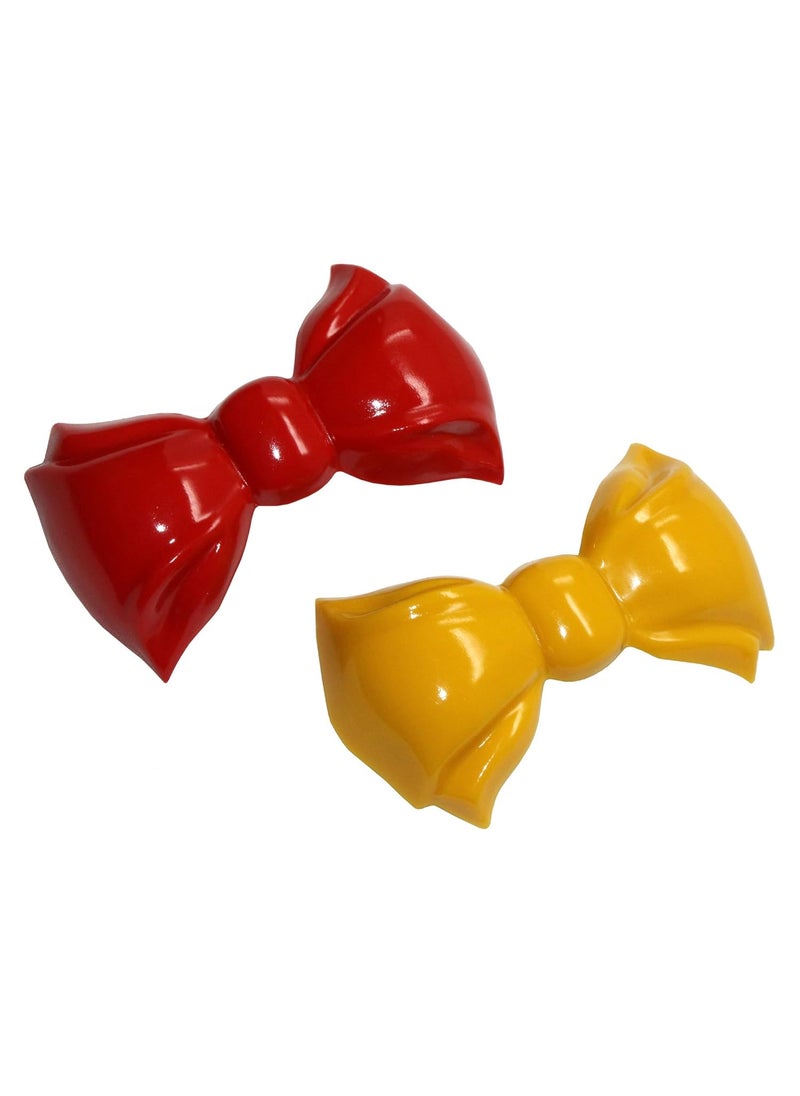 Parcelona - Parcelona French Angel Bow Small 2 Celluloid Set of 2 Hair Clip Barrettes for Girls Red and Yellow - Image 1