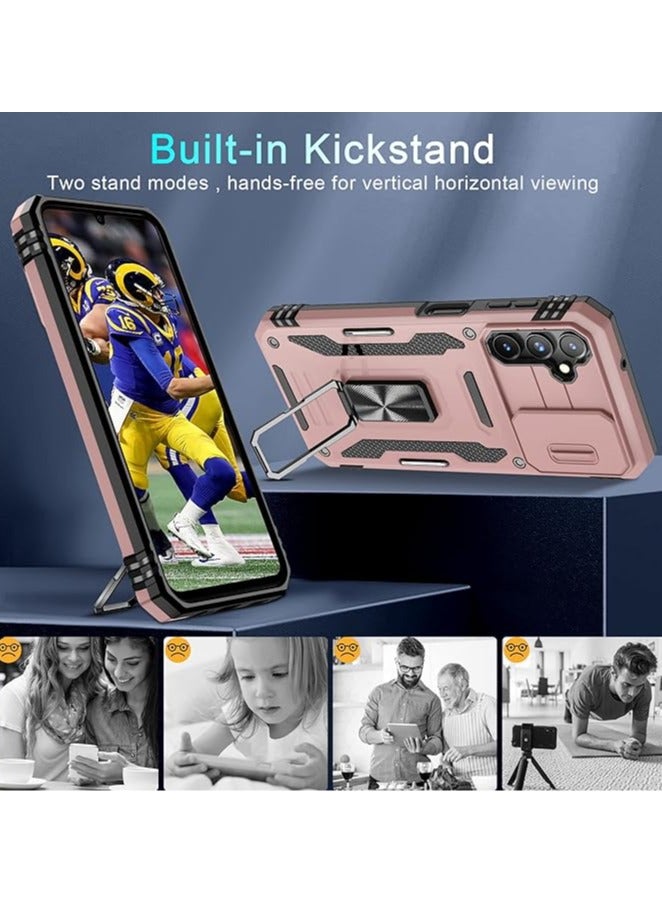 TEAM LUXURY Samsung Galaxy S24Ultra Case, Slide Camera Cover, Built in Rotate Ring Kickstand, Heavy Duty Shockproof Protective Case  - Image 4