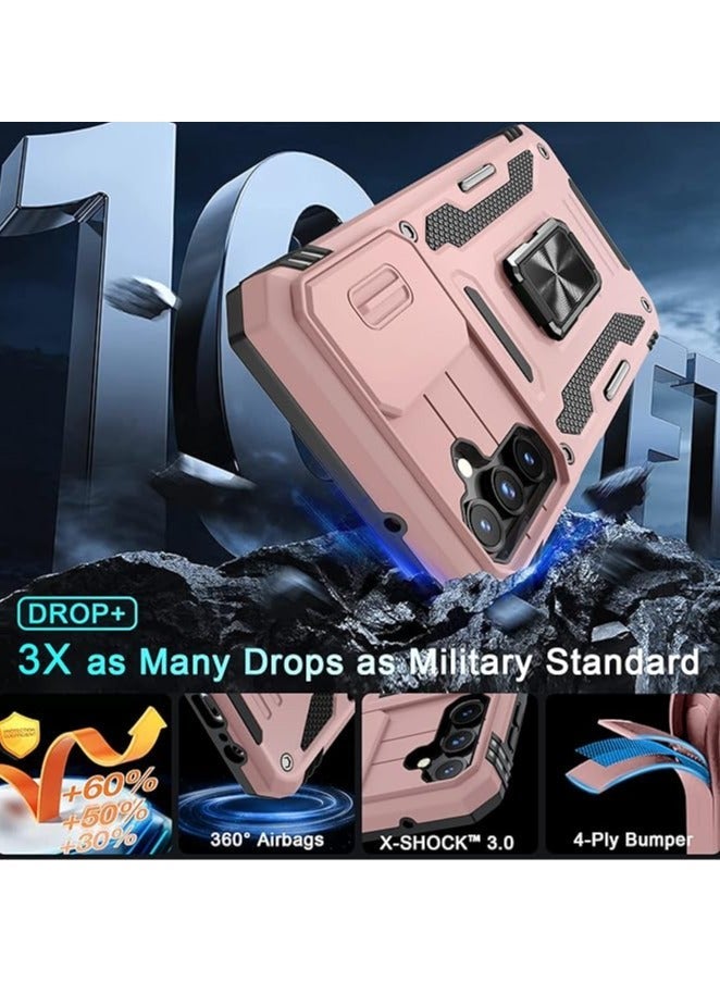 TEAM LUXURY Samsung Galaxy S24Ultra Case, Slide Camera Cover, Built in Rotate Ring Kickstand, Heavy Duty Shockproof Protective Case  - Image 2