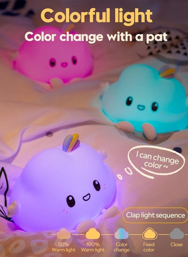 LACOLANE Big Cloud Face Silicone Night Light – 7 Color Changing LED Lamp with Touch Sensor Control | USB Rechargeable, Cute Kids Bedroom Decor & Gift for Babies, Toddlers, and Children - Image 4