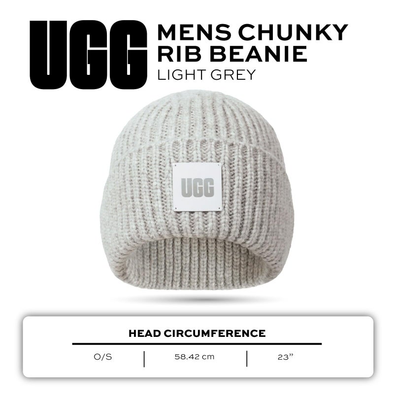 UGG Men's Chunky Rib Beanie, Light Grey, One Size - Image 5