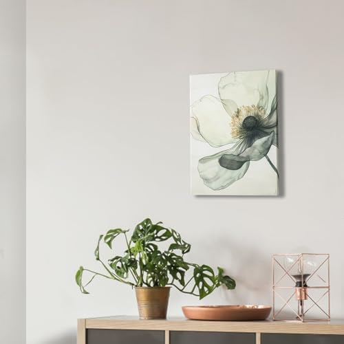 JolyWell Sage Green Wall Art, flower pictures wall decor, Minimalist Modern Gold Green Canvas Artwork Paintings, Boho aesthetic canvas wall art for bedroom Bathroom Living room Office Decorations,12"x16" - Image 5