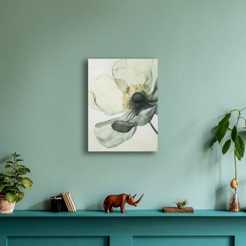 JolyWell Sage Green Wall Art, flower pictures wall decor, Minimalist Modern Gold Green Canvas Artwork Paintings, Boho aesthetic canvas wall art for bedroom Bathroom Living room Office Decorations,12"x16" - Image 2