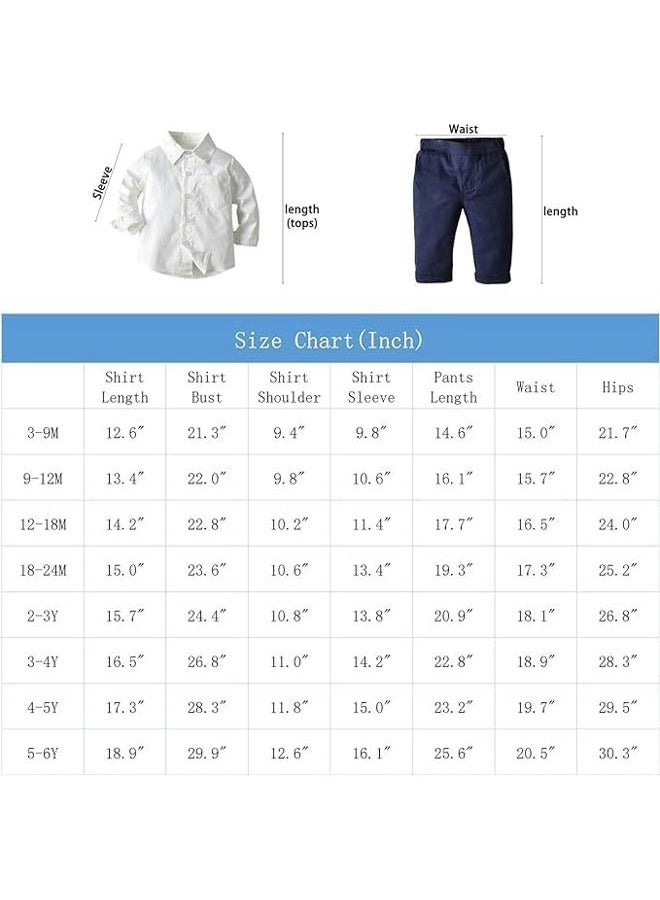 SANGTREE Baby Boy Dress Clothes Outfits, Button Down Shirts with Bow Tie and Suspender Pants Gentleman Wear Sets for Baby Boys, Polka Dot Khaki, 3-4T = Tag 120 - Image 3