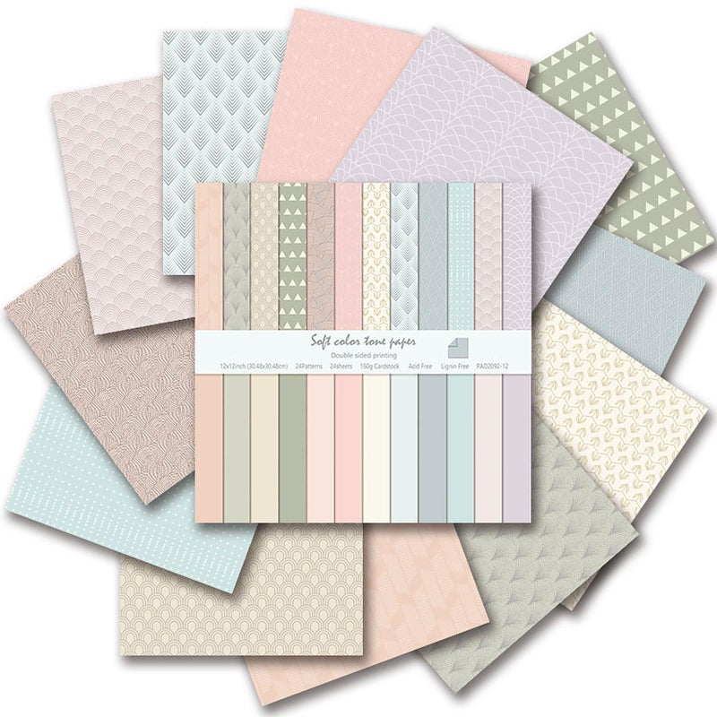 Colabrili ورق سكرابوك بوهو 12"X12"، طباعة مزدوجة الجوانب 13.76 أونصة/390 جرام، 24 ورقة للحرف اليدوية الزخرفية لصنع بطاقات خلفية أوريغامي ديكوباج لوازم سكرابوكينغ (بوهو1) - Image 1