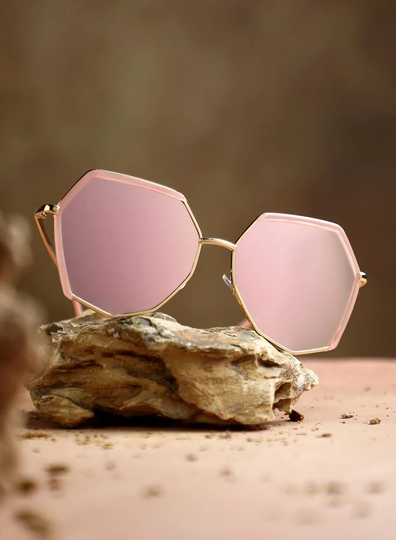 Haute Sauce Metallic Hexagonal Sunglasses
