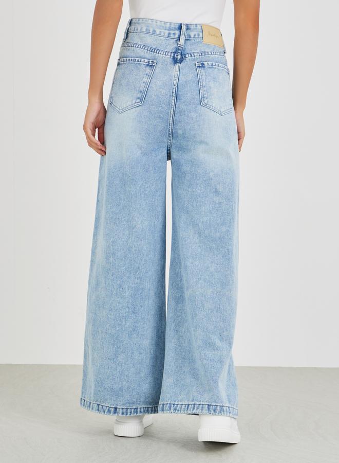 Styli Mid Rise Wide Leg Faded Jeans - Image 4