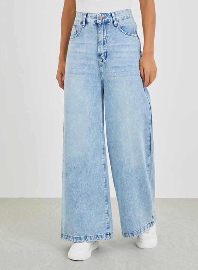 Styli Mid Rise Wide Leg Faded Jeans - Image 2