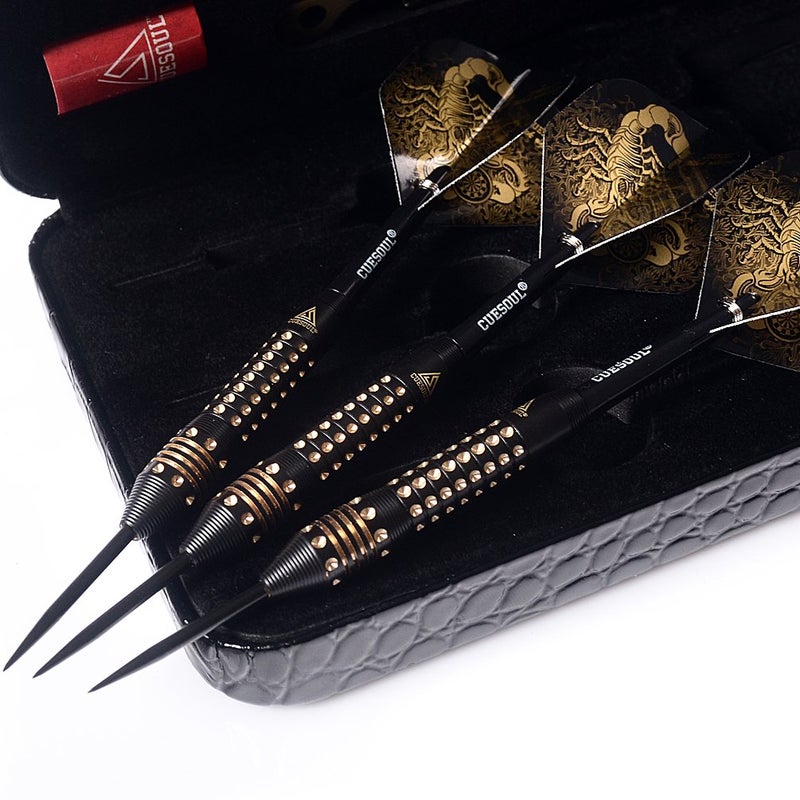 CUESOUL 20 Grams Steel Tip Darts Set with Black Deluxe PU Darts case-Black Scorpion - Image 5