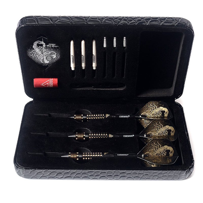 CUESOUL 20 Grams Steel Tip Darts Set with Black Deluxe PU Darts case-Black Scorpion - Image 3