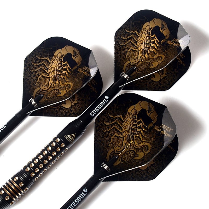 CUESOUL 20 Grams Steel Tip Darts Set with Black Deluxe PU Darts case-Black Scorpion - Image 4