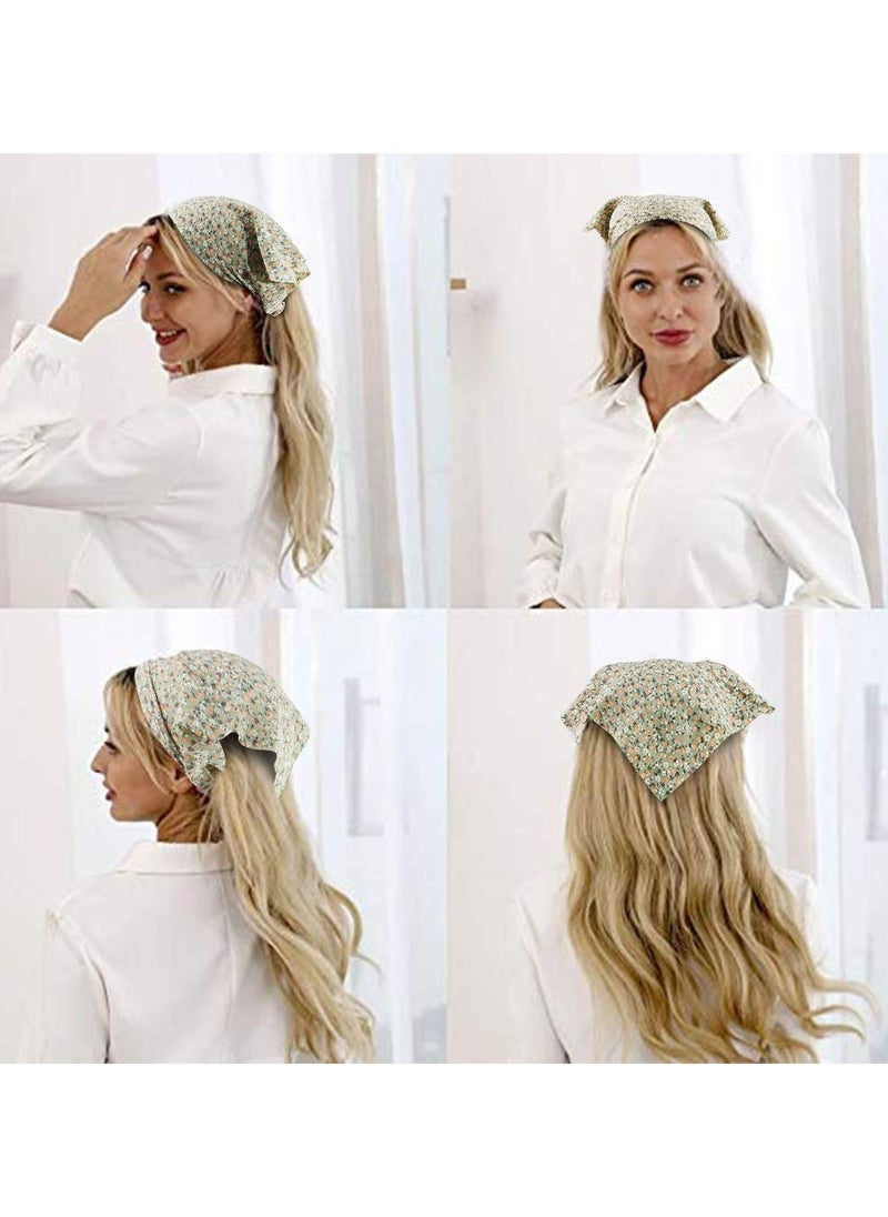 Oasisgalore 5-Piece Floral Elastic Hair Scarf Headband Set - Chiffon, Boho Turban Style with Hair Clips, Women & Girls Hair Accessories  - Image 5
