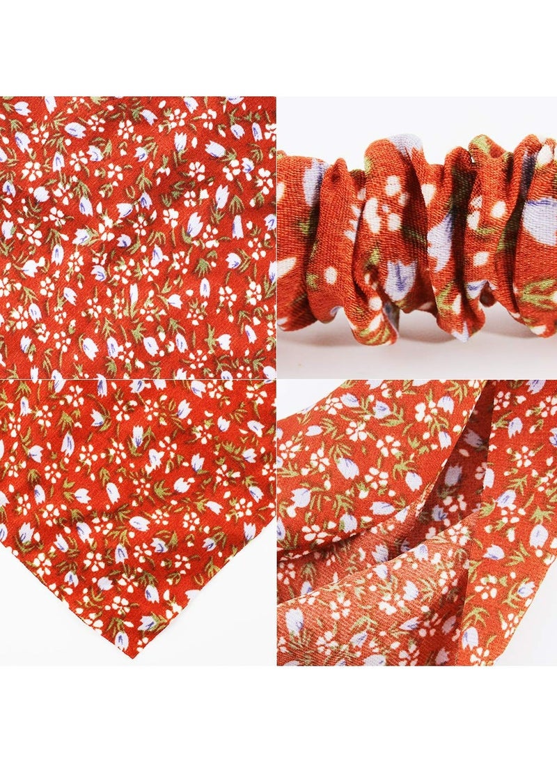 Oasisgalore 5-Piece Floral Elastic Hair Scarf Headband Set - Chiffon, Boho Turban Style with Hair Clips, Women & Girls Hair Accessories  - Image 3