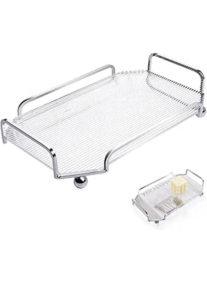 Large Plastic Serving Tray Multifunctional Storage Organizer For Cosmetics Cups Keys Display - Image 1