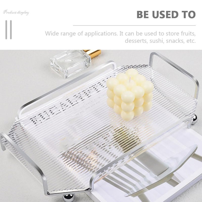 Large Plastic Serving Tray Multifunctional Storage Organizer For Cosmetics Cups Keys Display - Image 4