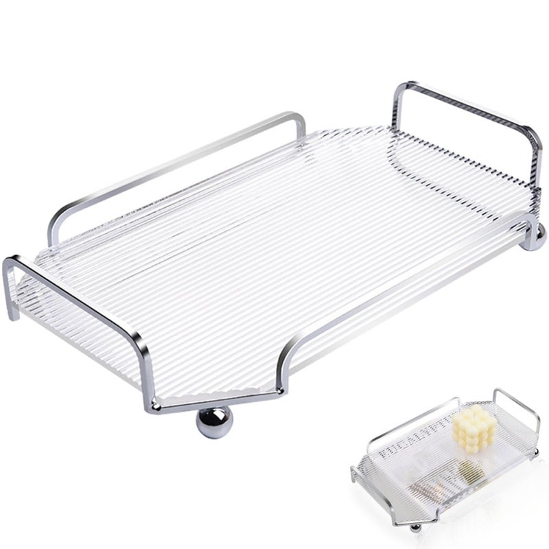 Large Plastic Serving Tray Multifunctional Storage Organizer For Cosmetics Cups Keys Display - Image 2