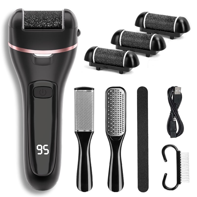 Electric Callus Remover for Feet with 3 Roller Heads 2 Speed Rechargeable Waterproof Foot File Perfect for Dead Hard Cracked Dry Skin