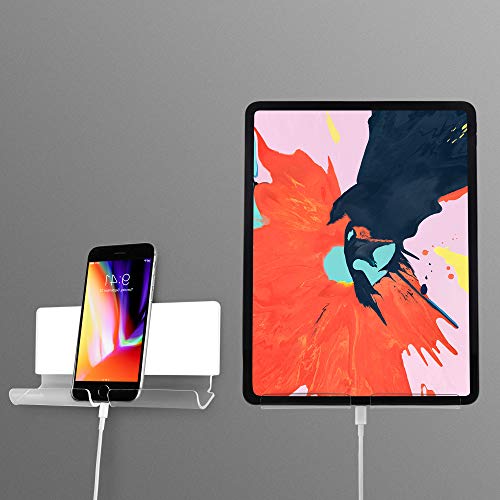 TXEsign Adhesive Wall Phone Tablet Holder Mount Stand for Tablet Smartphones eReader Wall Holder Mount (Silky White & Transparent) - Image 5