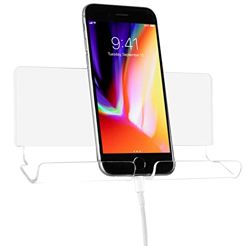 TXEsign Adhesive Wall Phone Tablet Holder Mount Stand for Tablet Smartphones eReader Wall Holder Mount (Silky White & Transparent) - Image 1