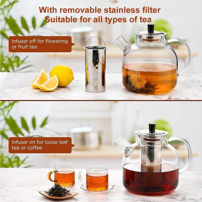Generic 1500ml Glass Teapot with Removable Infuser - Elegant & Practical for Tea  Lovers - Image 3