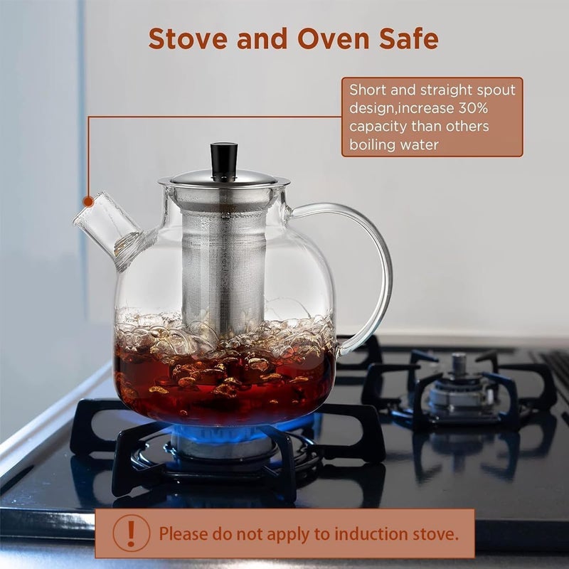Generic 1500ml Glass Teapot with Removable Infuser - Elegant & Practical for Tea  Lovers - Image 4