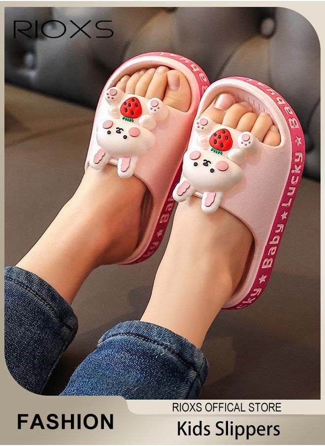 RIOXS - Kids Slippers,Non-Slip Slippers For Toddler Boys Girls,Cute Cartoon Slipper,Comfy Soft Sole Sandal Slippers,Quick Dry Bathroom Slides,Kids Unisex Slippers For Shower Summer Pool Indoor Outdoor Beach Shoes - Image 1