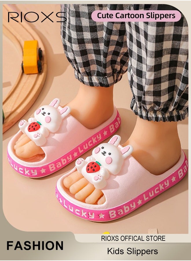RIOXS - Kids Slippers,Non-Slip Slippers For Toddler Boys Girls,Cute Cartoon Slipper,Comfy Soft Sole Sandal Slippers,Quick Dry Bathroom Slides,Kids Unisex Slippers For Shower Summer Pool Indoor Outdoor Beach Shoes - Image 1