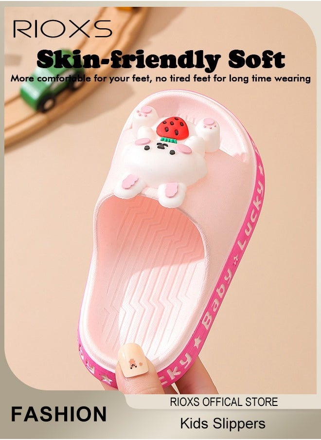 RIOXS - Kids Slippers,Non-Slip Slippers For Toddler Boys Girls,Cute Cartoon Slipper,Comfy Soft Sole Sandal Slippers,Quick Dry Bathroom Slides,Kids Unisex Slippers For Shower Summer Pool Indoor Outdoor Beach Shoes - Image 1