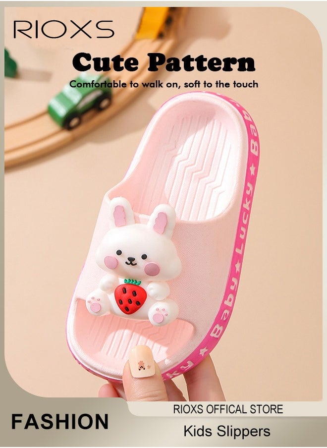 RIOXS - Kids Slippers,Non-Slip Slippers For Toddler Boys Girls,Cute Cartoon Slipper,Comfy Soft Sole Sandal Slippers,Quick Dry Bathroom Slides,Kids Unisex Slippers For Shower Summer Pool Indoor Outdoor Beach Shoes - Image 1