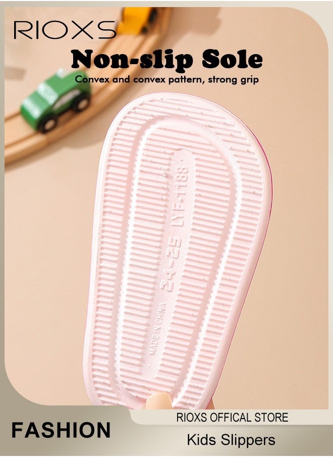 RIOXS - Kids Slippers,Non-Slip Slippers For Toddler Boys Girls,Cute Cartoon Slipper,Comfy Soft Sole Sandal Slippers,Quick Dry Bathroom Slides,Kids Unisex Slippers For Shower Summer Pool Indoor Outdoor Beach Shoes - Image 1