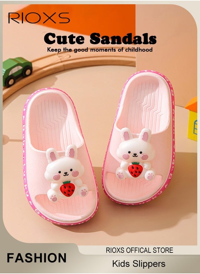 RIOXS - Kids Slippers,Non-Slip Slippers For Toddler Boys Girls,Cute Cartoon Slipper,Comfy Soft Sole Sandal Slippers,Quick Dry Bathroom Slides,Kids Unisex Slippers For Shower Summer Pool Indoor Outdoor Beach Shoes - Image 1