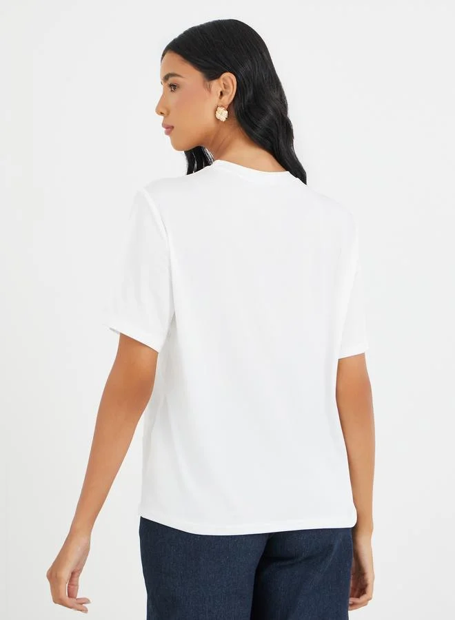 Take Two Take Two Embroidered Round Neck T-Shirt