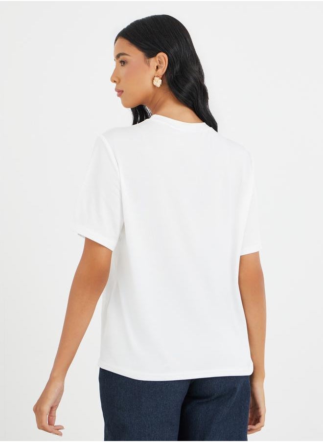 Take Two Take Two Embroidered Round Neck T-Shirt  - Image 4