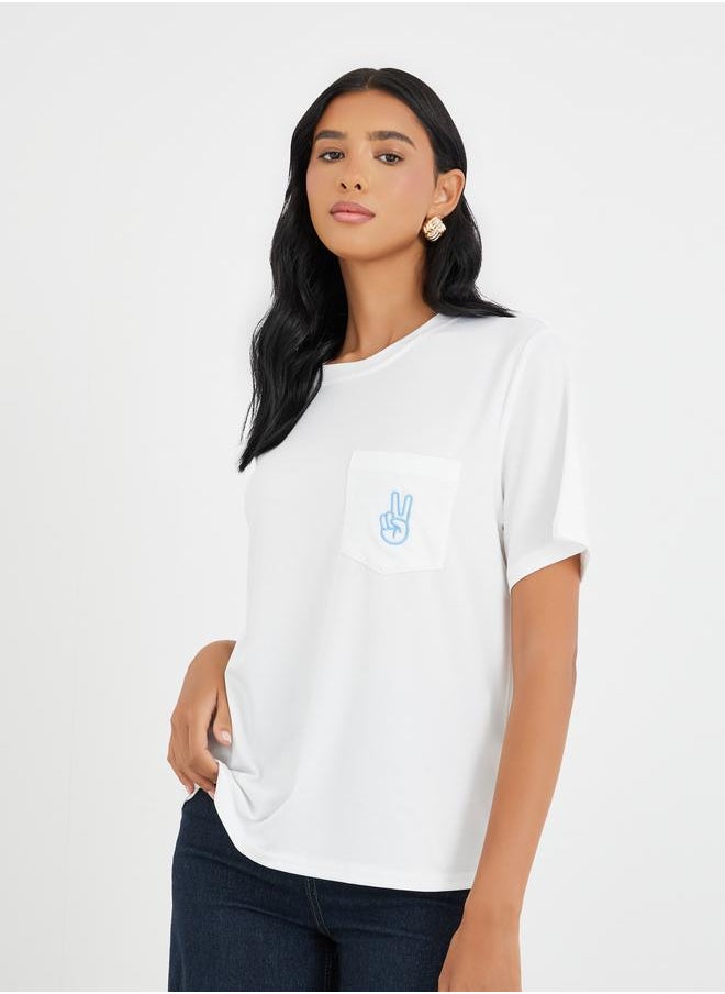 Take Two Take Two Embroidered Round Neck T-Shirt  - Image 3
