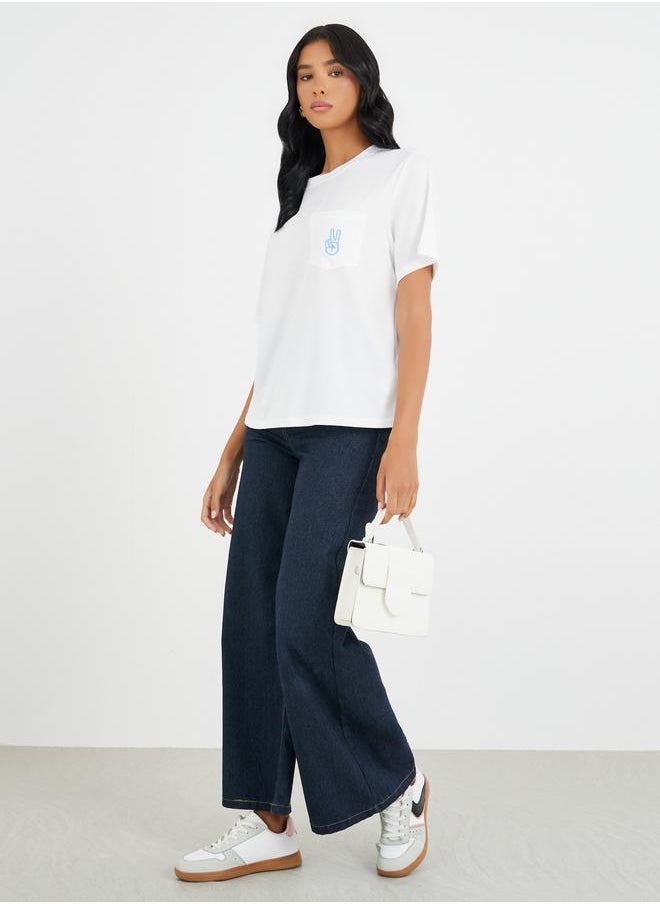 Take Two Take Two Embroidered Round Neck T-Shirt  - Image 2