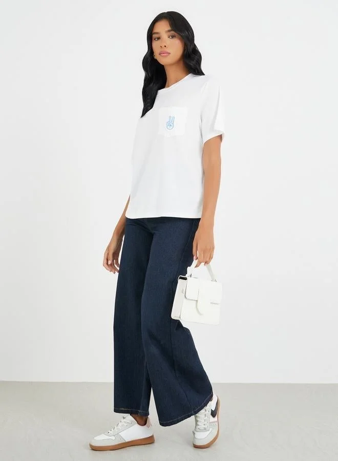 Take Two Take Two Embroidered Round Neck T-Shirt