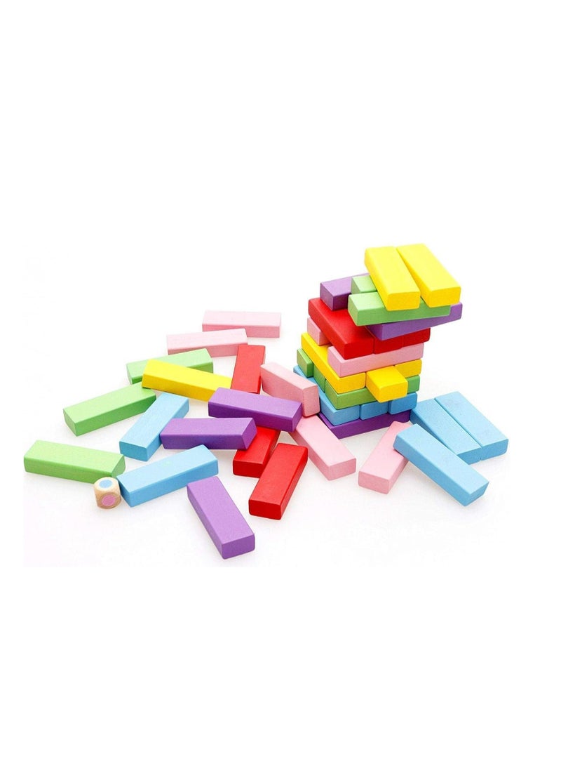 ECVV Wooden Blocks Stacking Game with Storage Bag, Toppling Colorful Tower Building Blocks Balancing Puzzles Montessori Toys Learning Sorting Family Games Educational Toys Gifts for Kids - Image 4
