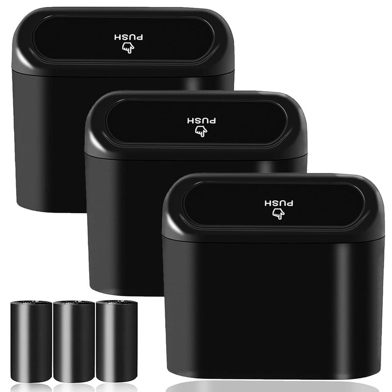 SGLRT Car Trash Can Bin with Lid - 3 Packs Mini Leakproof Garbage Can with 60 Trash Bags - Image 1
