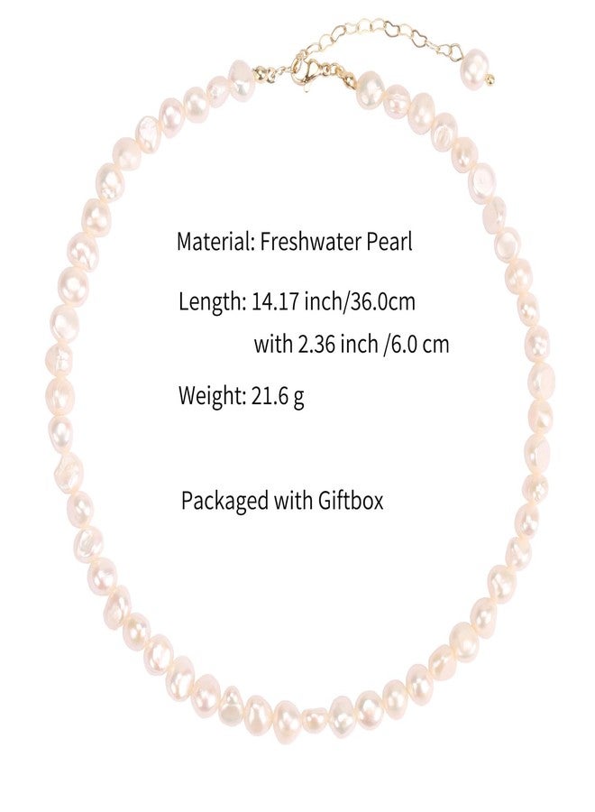 BaubleStar Natural Freshwater Baroque Pearl Necklace White Cultured Pearls Beaded Choker for Women Classic Elegant Jewelry for Wedding Bride Bridesmaids - Image 5